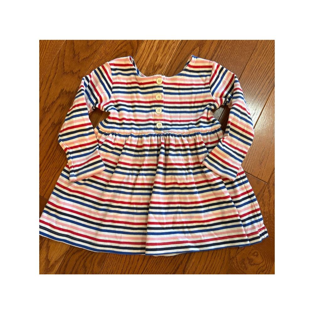 Hanna Andersson Striped Cotton Dress Red White Pink Blue 90 cm